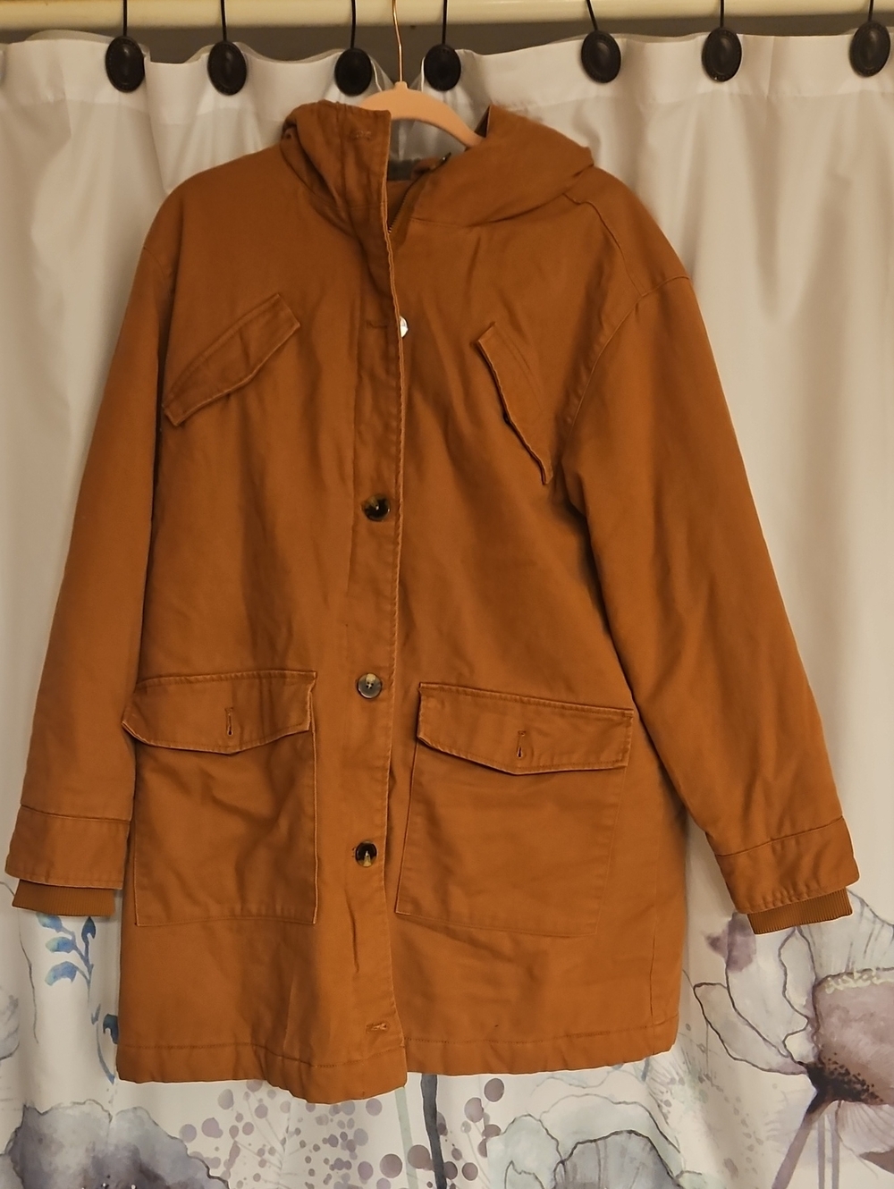 Universal Thread Hooded Trench Coat in Rust
